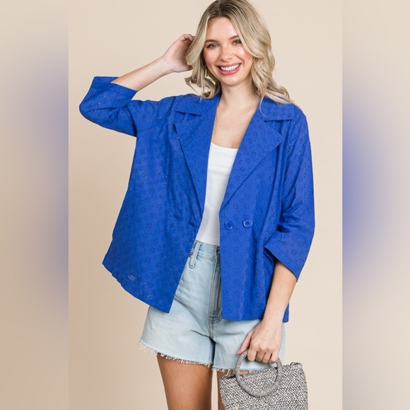 Culture Code Double Breasted Eyelet Jacket with Pockets 10010061277 - Picture 1 of 4